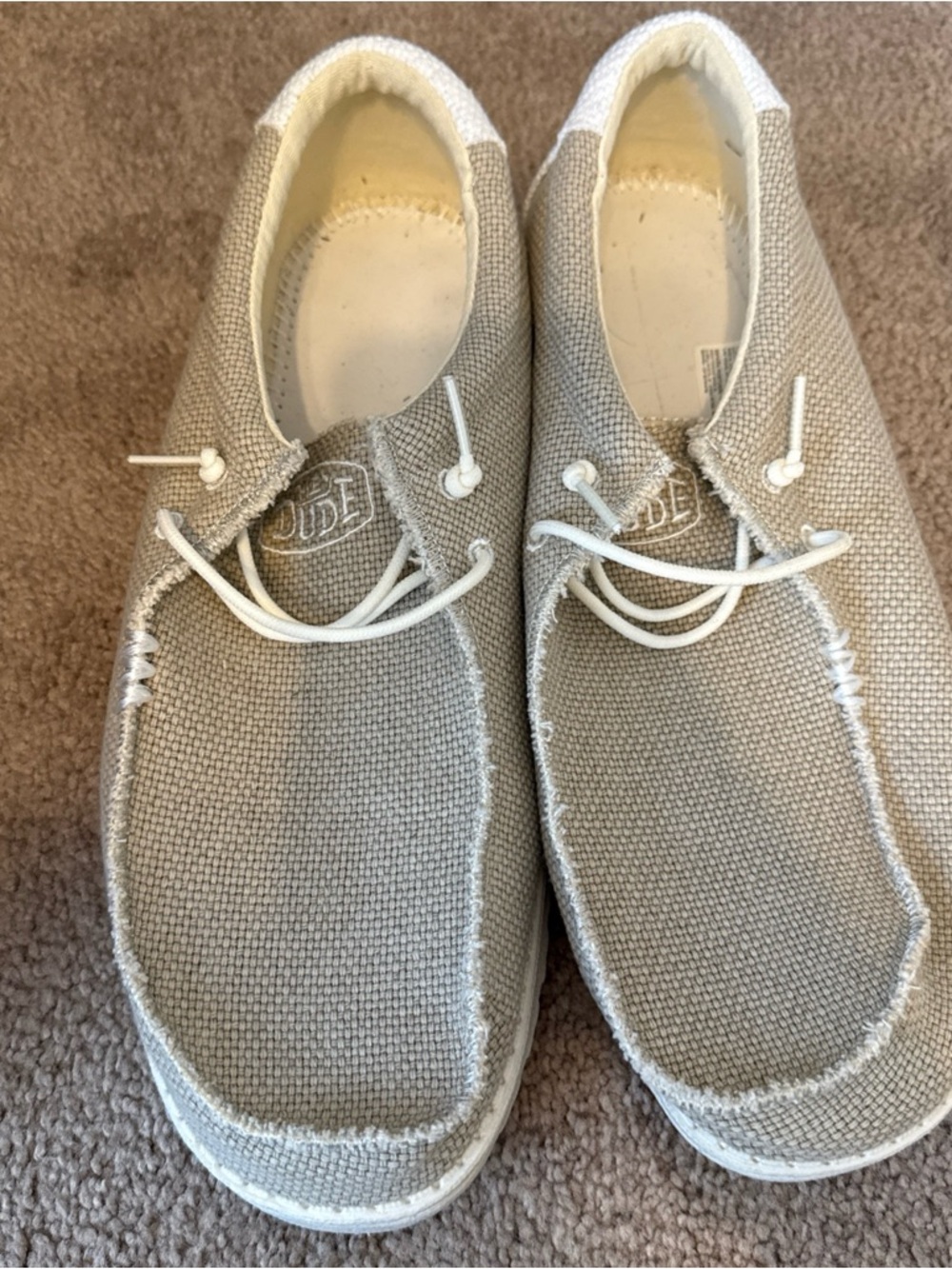 Hey Dude Wally Linen-Style Casual Slip-On Shoes - off white size 14